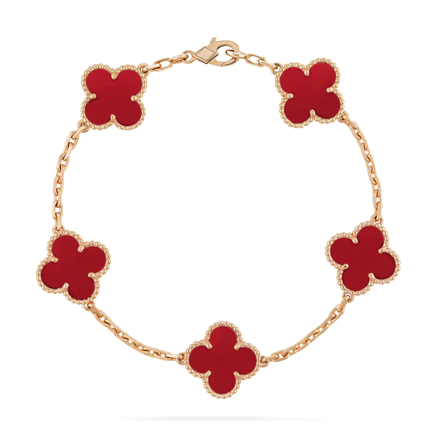 [Rosla]CLOVER 5 MOTIFS RED AGATE  BRACELET