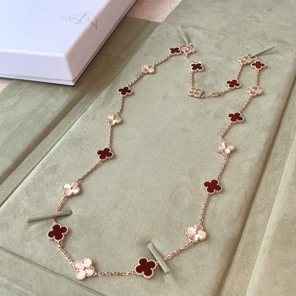 [Rosla]CLOVER 20 MOTIFS LASER CARNELIAN NECKLACE