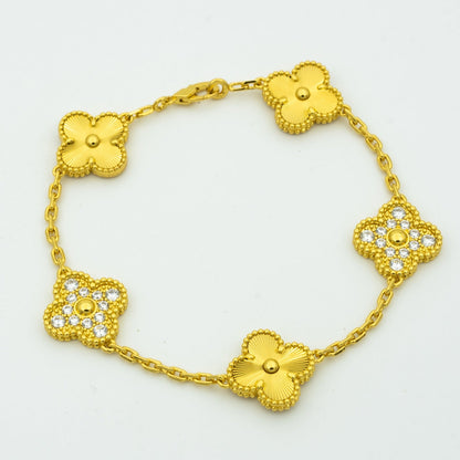 [Rosla]CLOVER BRACELET 5 MOTIFS GOLD DIAMOND