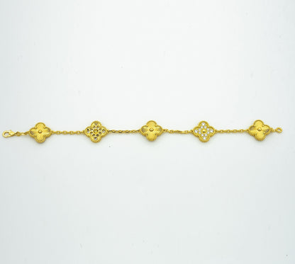 [Rosla]CLOVER BRACELET 5 MOTIFS GOLD DIAMOND