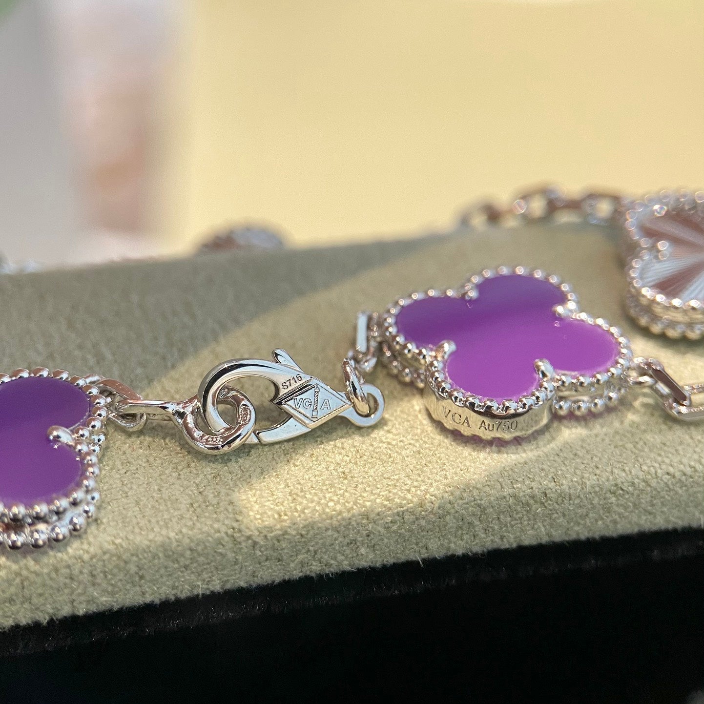 [Rosla]CLOVER  5 MOTIFS  PURPLE VIOLET BRACELET SILVER