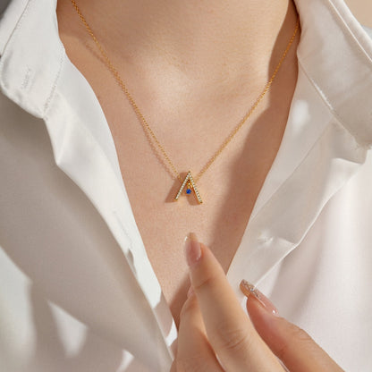 [Rosla]Sparkling "A" Shape Necklace