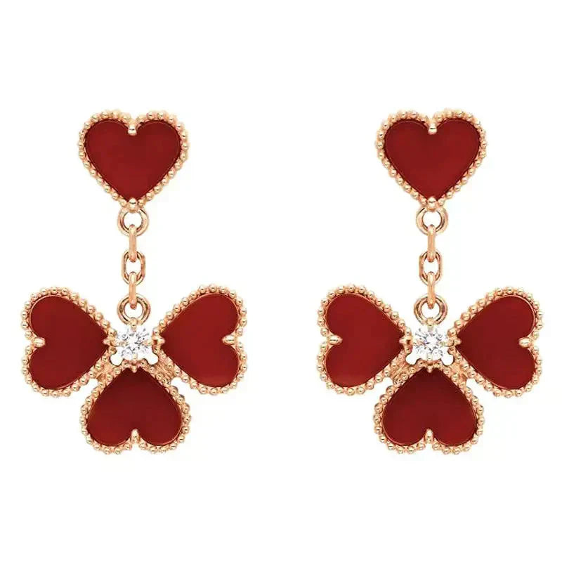 [Rosla]SWEET CLOVER CARNELIAN EARRINGS