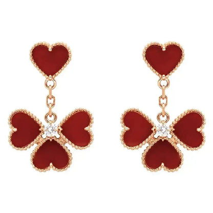 [Rosla]SWEET CLOVER CARNELIAN EARRINGS