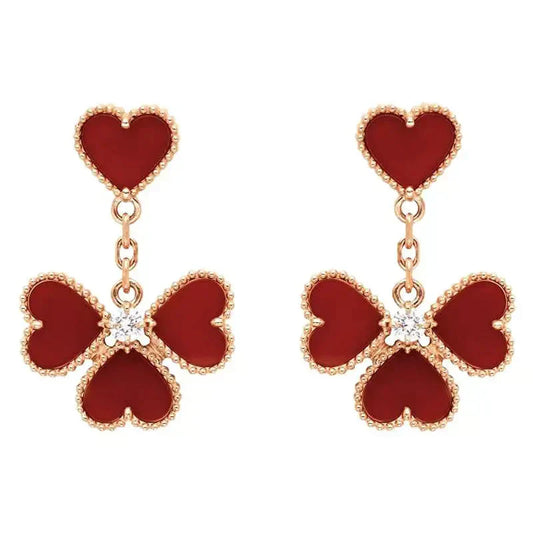 [Rosla]SWEET CLOVER CARNELIAN EARRINGS