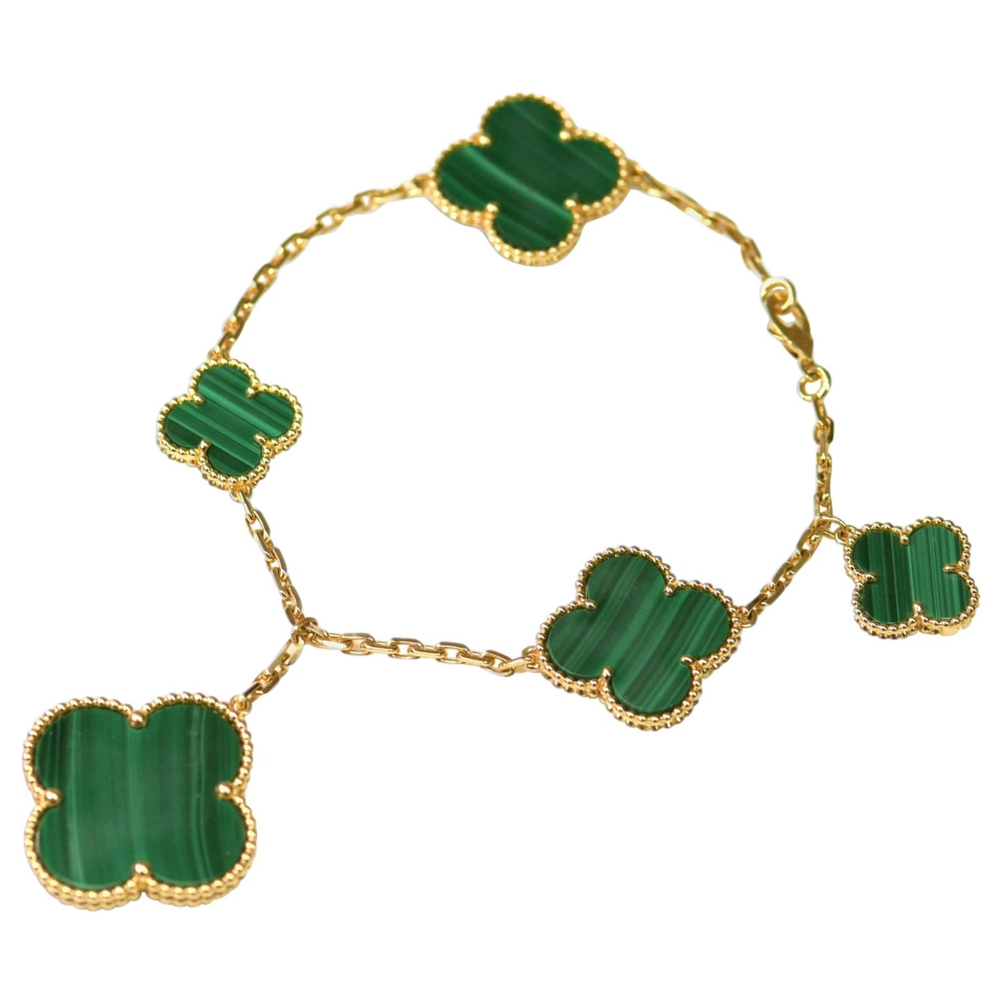 [Rosla]MAGIC CLOVER MALACHITE GOLD BRACELET 5 MOTIFS