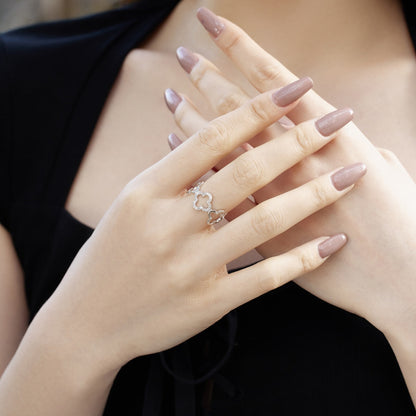 [Rosla]Hollow Design Four-Leaf Clover Flower Shape Ring