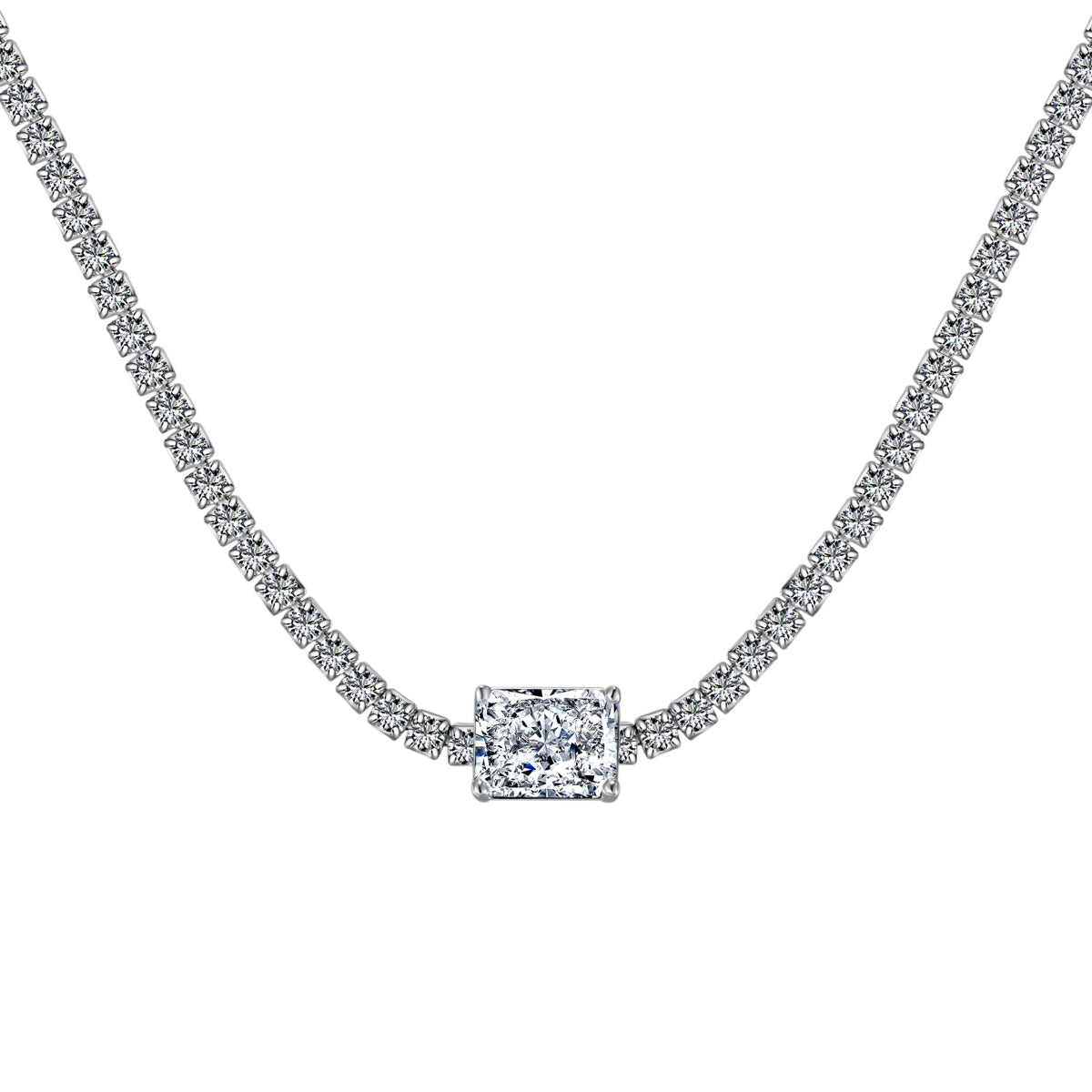 [Rosla]2.0 carat Ornate Emerald Cut Necklace