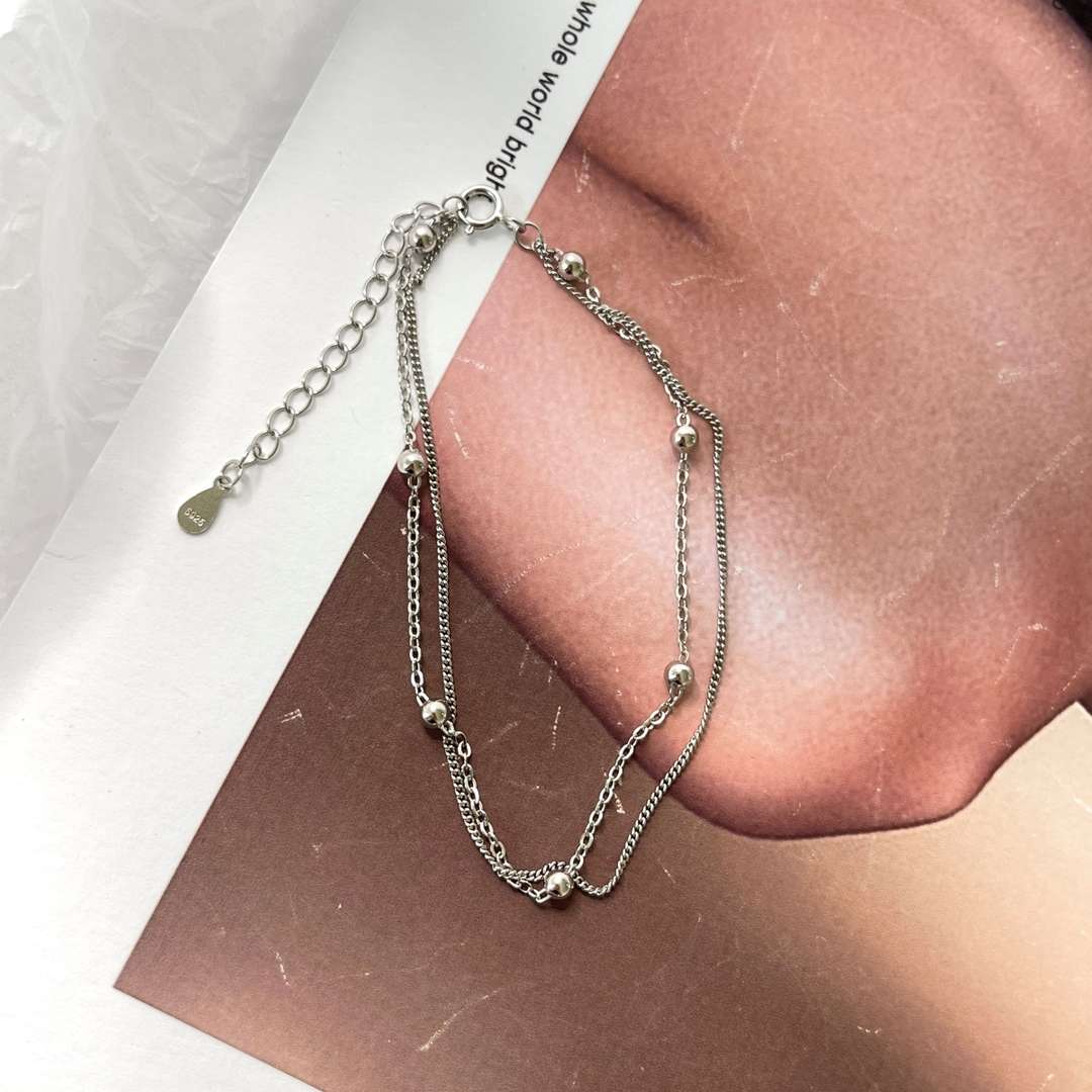 [Rosla]Delicate Bead Double Layer Bracelet