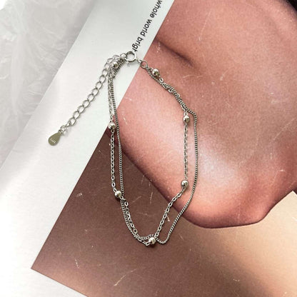 [Rosla]Delicate Bead Double Layer Bracelet