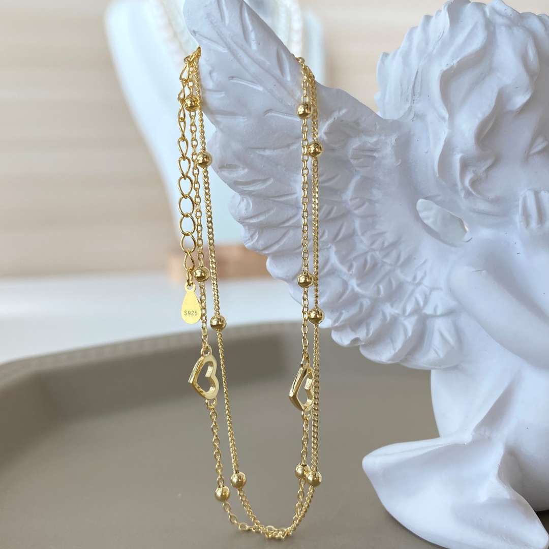 [Rosla]Dainty Double Layer Love Heart Bracelet
