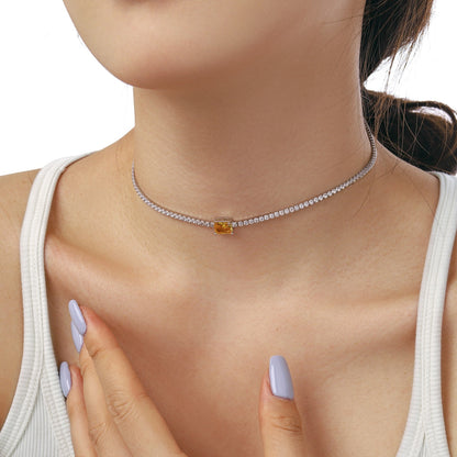 [Rosla]2.0 carat Ornate Emerald Cut Necklace