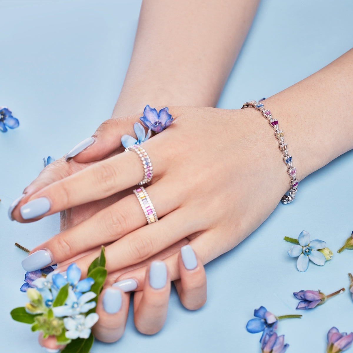 [Rosla]Dainty Kaleidoscopic Emerald Cut Daily Ring