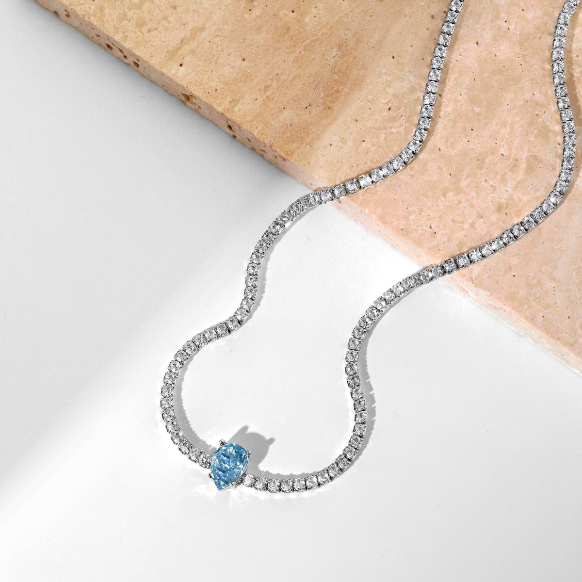 [Rosla]1.0 carat Unique Pear Cut Tennis Necklace