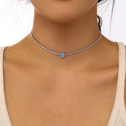 [Rosla]1.0 carat Unique Pear Cut Tennis Necklace