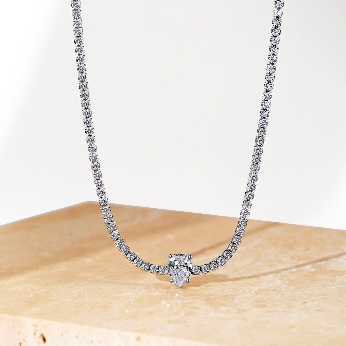 [Rosla]1.0 carat Unique Pear Cut Tennis Necklace