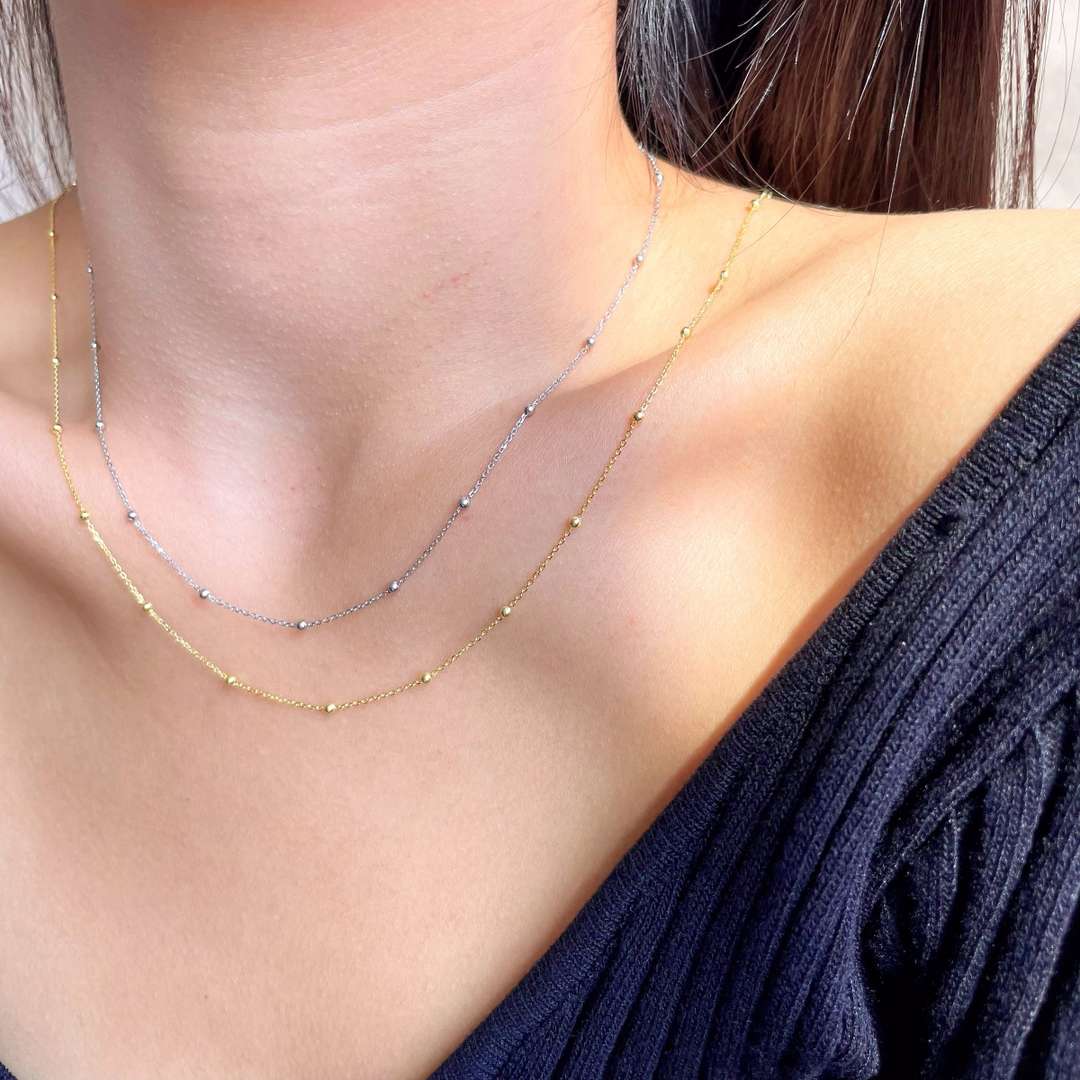 [Rosla]Small Bead Clavicle Chain Simple Necklace