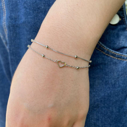 [Rosla]Dainty Double Layer Love Heart Bracelet