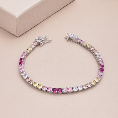 [Rosla]Radiant Colorful Round Cut Tennis Bracelet