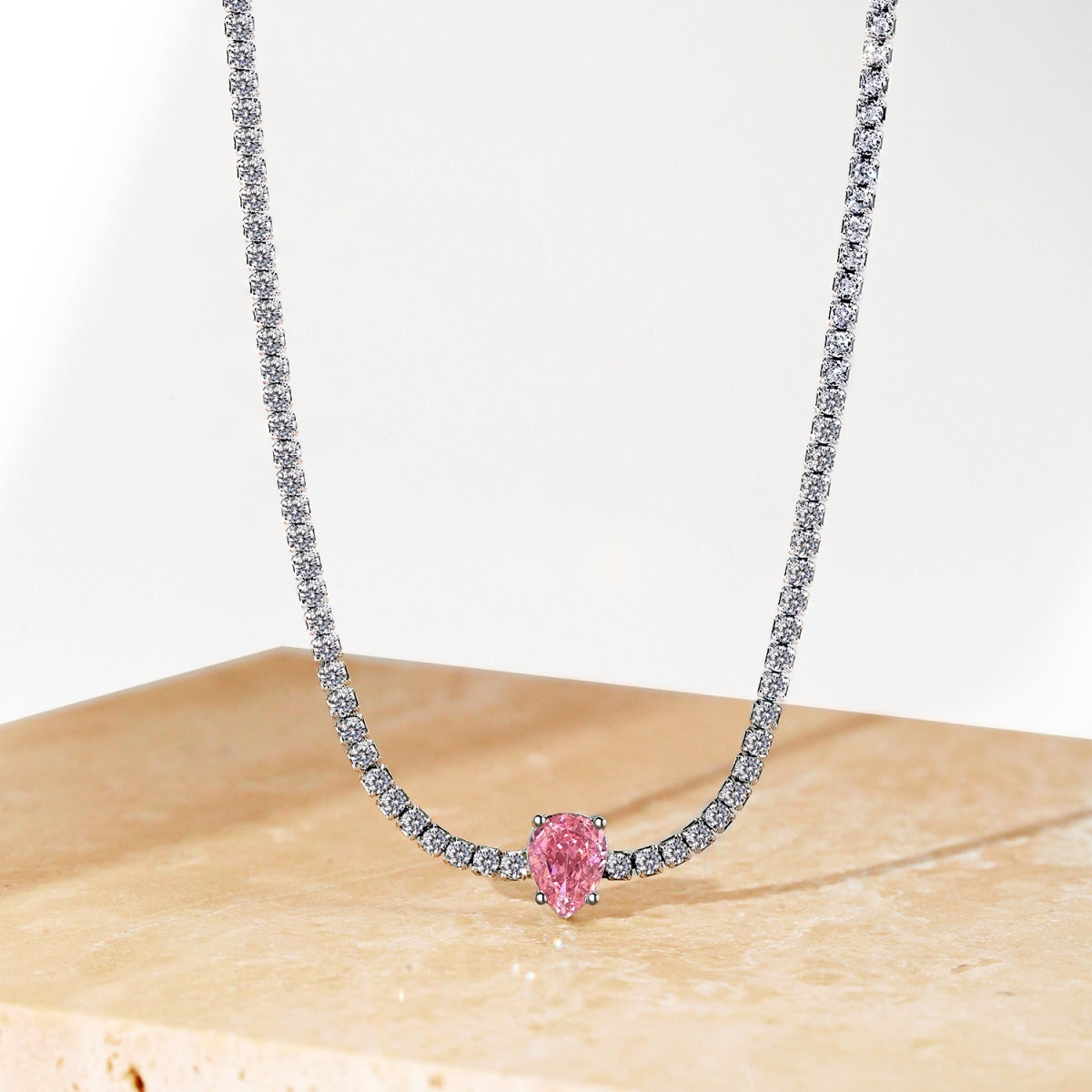 [Rosla]1.0 carat Unique Pear Cut Tennis Necklace