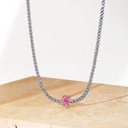 [Rosla]1.0 carat Unique Pear Cut Tennis Necklace