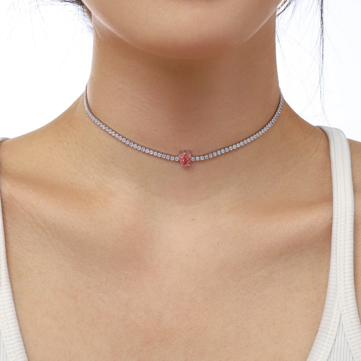 [Rosla]1.0 carat Unique Pear Cut Tennis Necklace