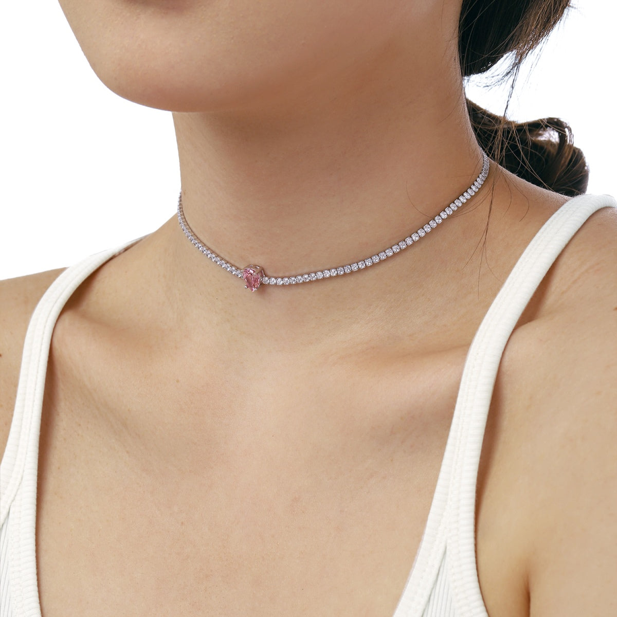 [Rosla]1.0 carat Unique Pear Cut Tennis Necklace