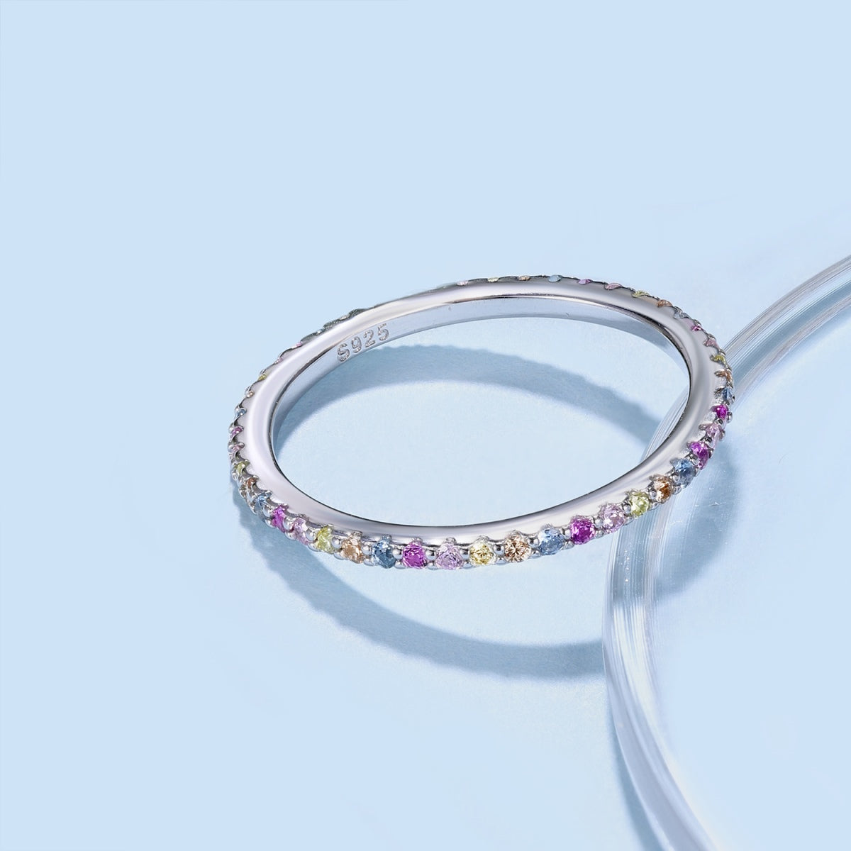 [Rosla]Ornate Colorful Round Cut Tennis Ring