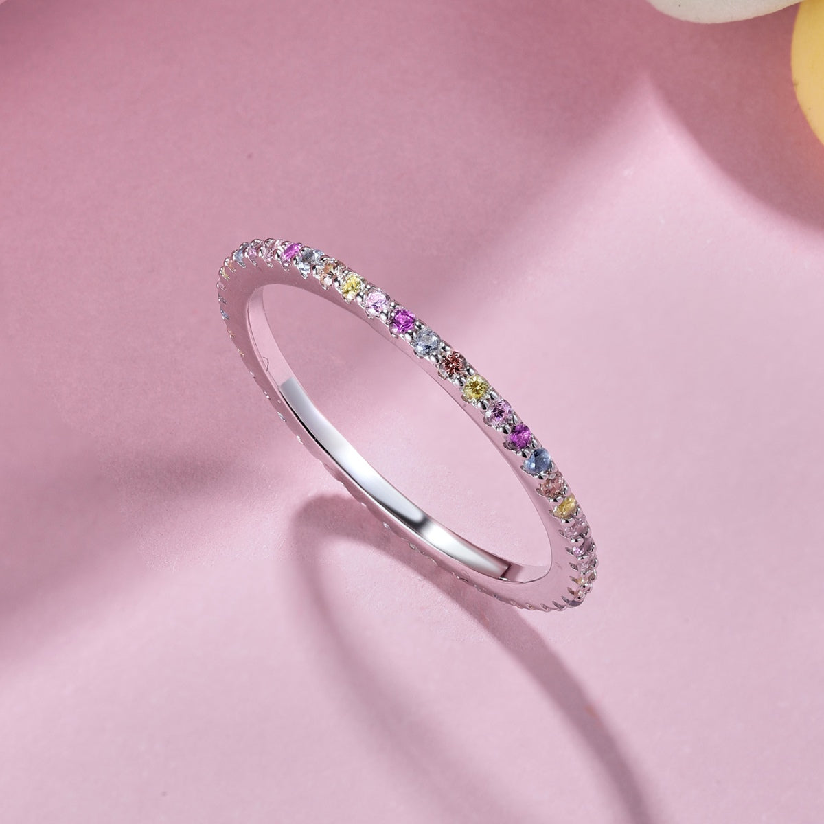 [Rosla]Ornate Colorful Round Cut Tennis Ring