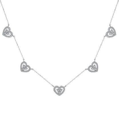 [Rosla]Sparkling Five Heart Necklace
