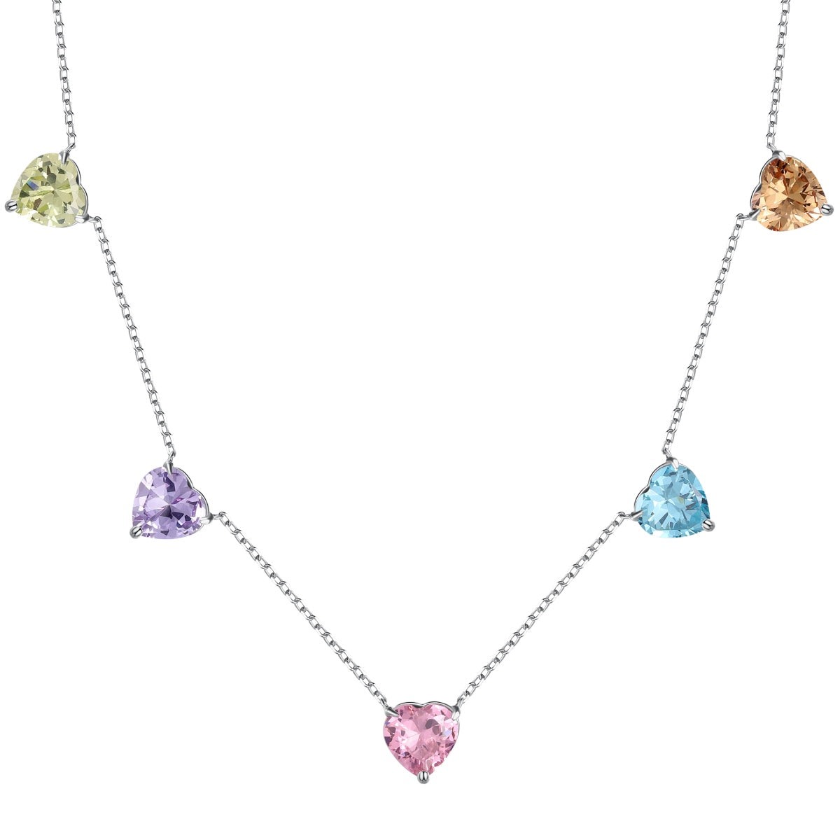 [Rosla]Sparkling Colorful Heart Cut Necklace
