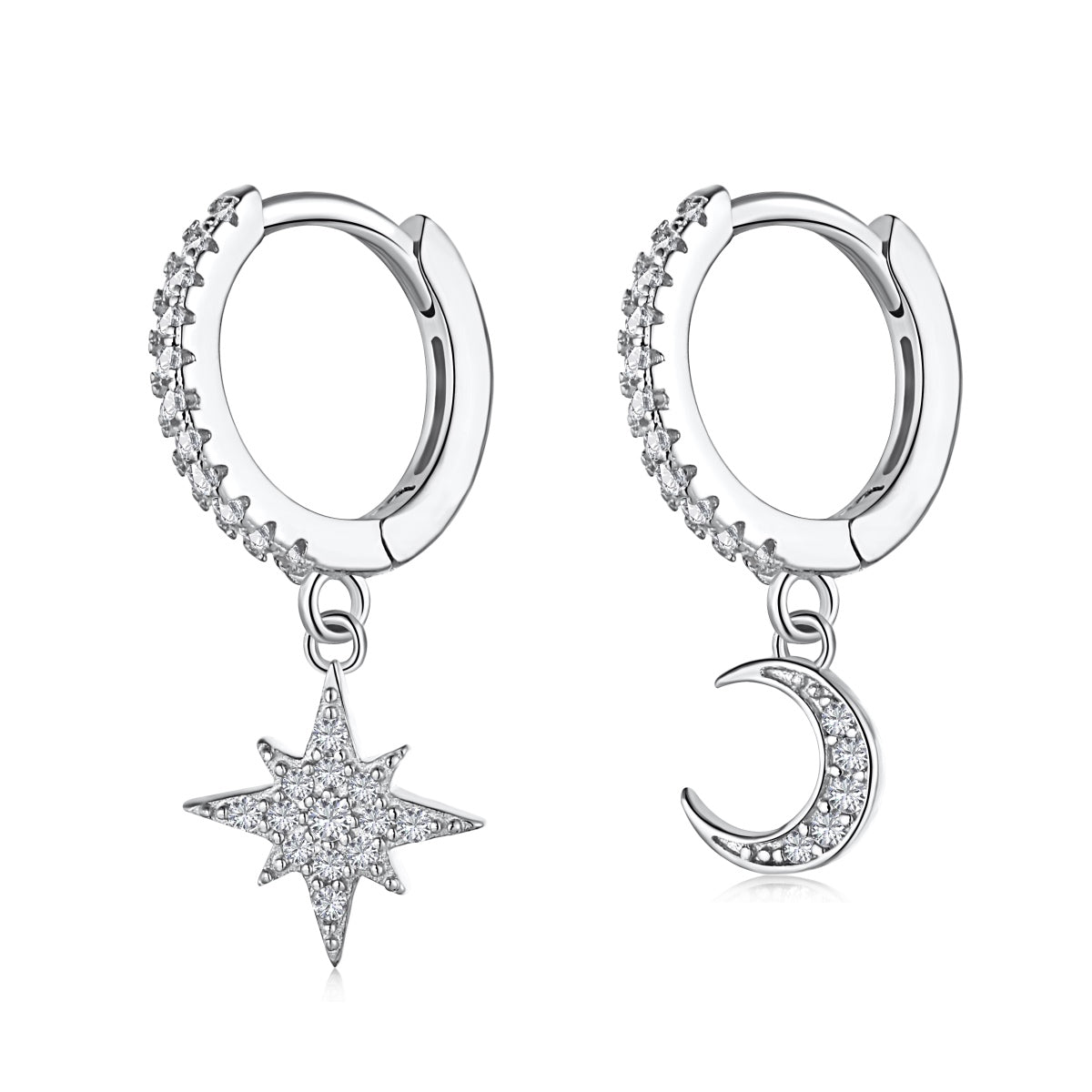 [Rosla]Star and Moon Asymmetric Earrings
