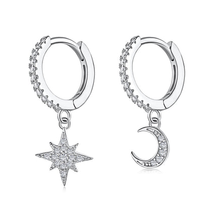 [Rosla]Star and Moon Asymmetric Earrings