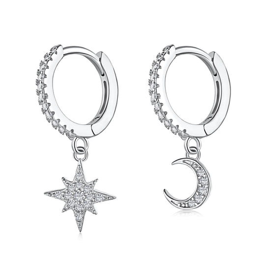 [Rosla]Star and Moon Asymmetric Earrings