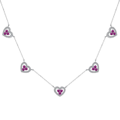 [Rosla]Sparkling Five Heart Necklace