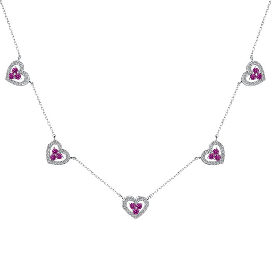 [Rosla]Sparkling Five Heart Necklace