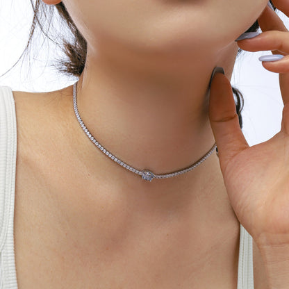 [Rosla]1.0 Carat Shining Oval Cut Necklace