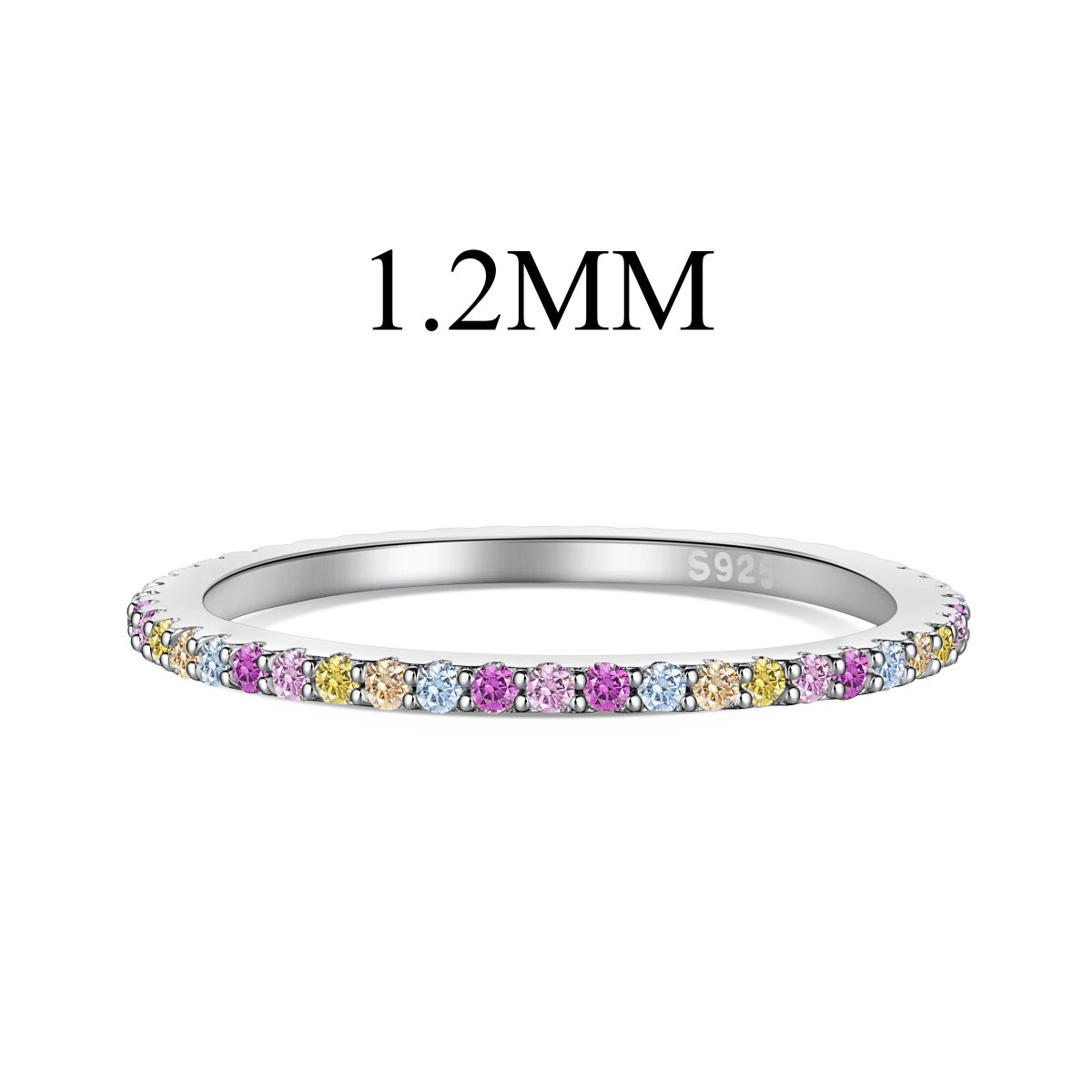 [Rosla]Ornate Colorful Round Cut Tennis Ring