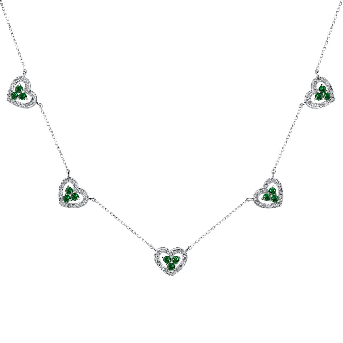 [Rosla]Sparkling Five Heart Necklace