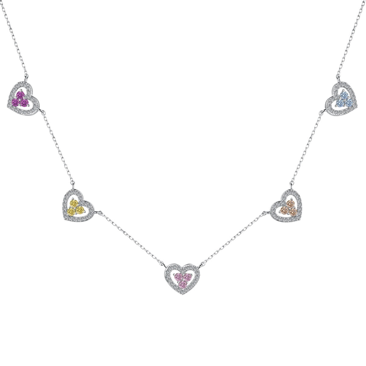 [Rosla]Sparkling Five Heart Necklace