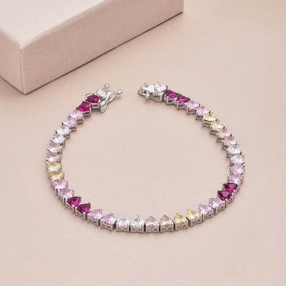 [Rosla]Luxurious Colorful Romantic Heart Shape Lover Bracelet