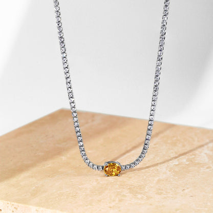 [Rosla]1.0 Carat Shining Oval Cut Necklace
