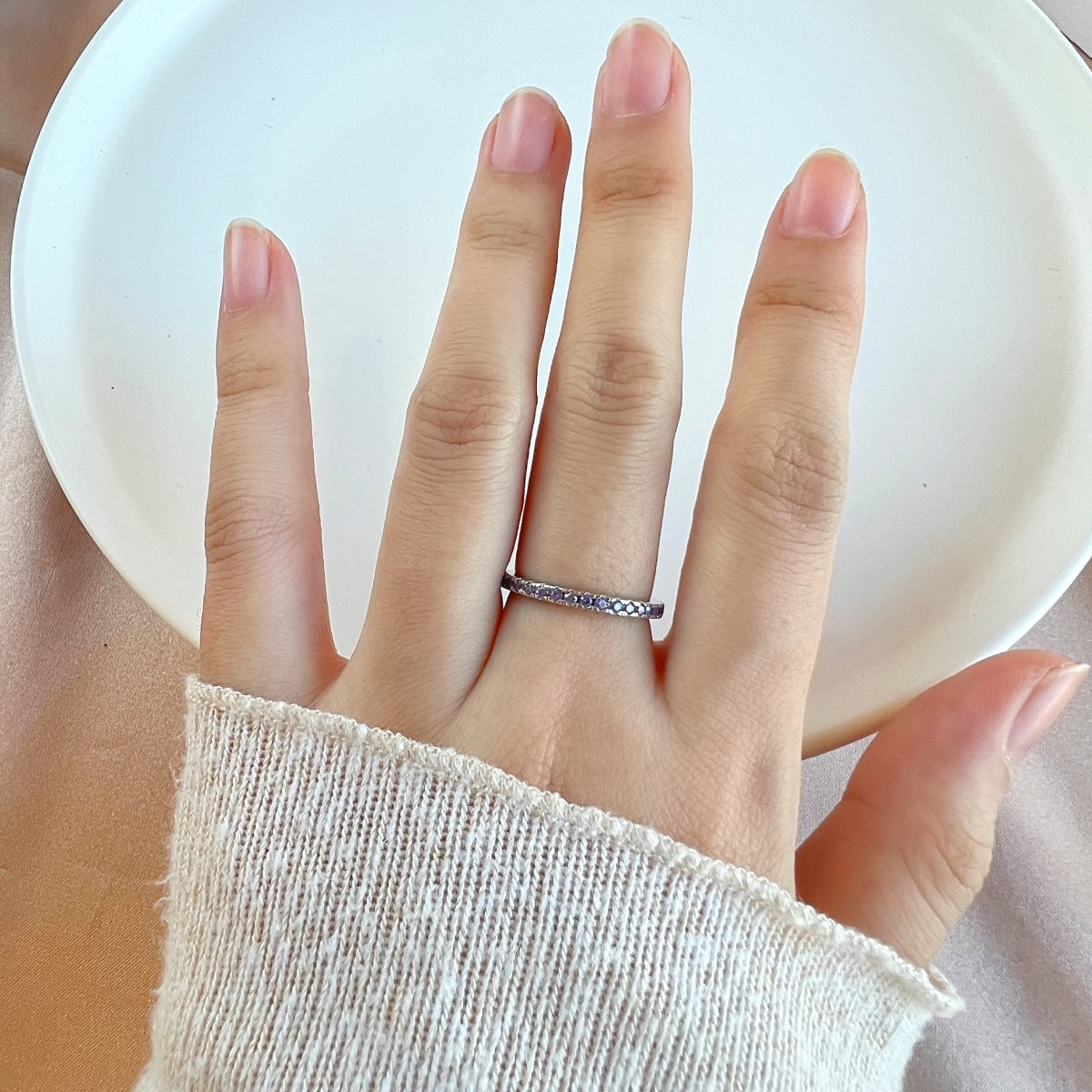 [Rosla]Delicate Sparkling Round Cut Daily Ring