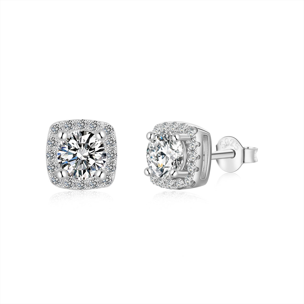 [Rosla]Classic Round Center Stone Stud Earrings