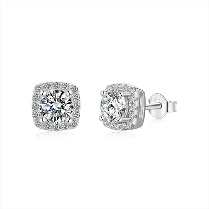 [Rosla]Classic Round Center Stone Stud Earrings