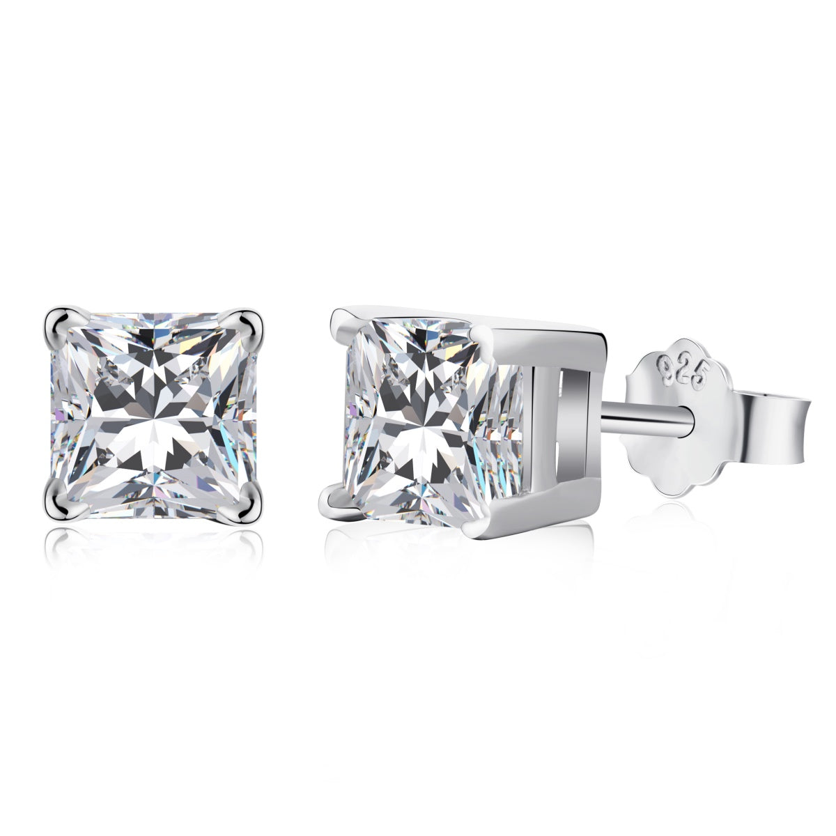 [Rosla]1.0 Carat Radiant Princess Cut Wedding Earrings
