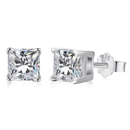 [Rosla]1.0 Carat Radiant Princess Cut Wedding Earrings