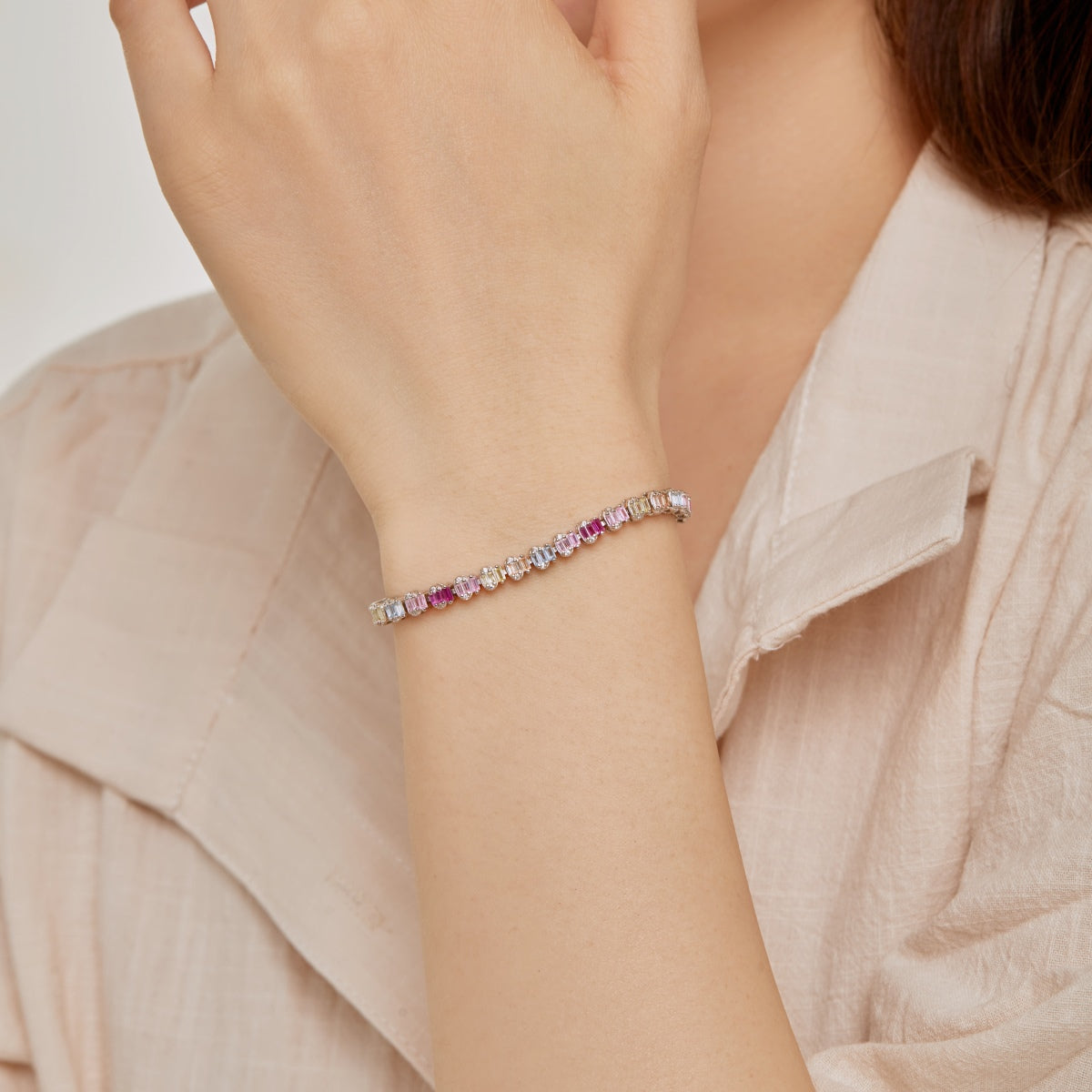 [Rosla]Delicate Colorful Emerald Cut Party Bracelet