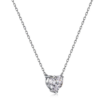 [Rosla]Heart Shape Main Stone Pendant Collarbone Necklace