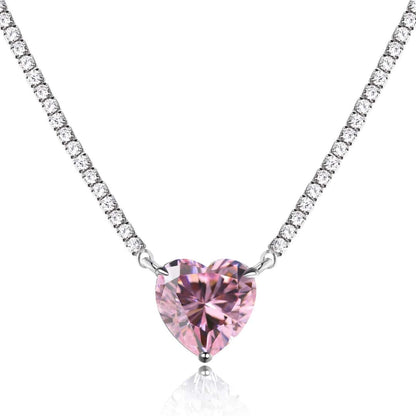 [Rosla]8.0 Carat Versatile Colorful Sweet Heart-Shaped Tennis Necklace